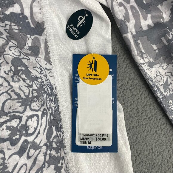 HUK Icon X Tide Change Fishing Performance Sun Shirt Whitesize Medium New - Picture 11 of 16